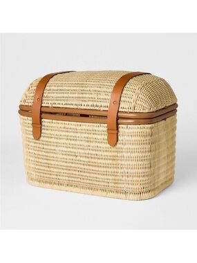21" Woven Rattan Storage Trunk Basket Brown Threshold designed with Studio McGee